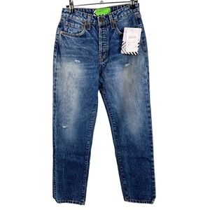 FREE PEOPLE NWT WOMEN'S 25 "THE VIRGIN LABEL" DISTRESSED STRAIGHT LEG JEAN
